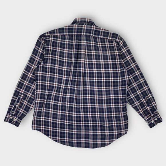 VINTAGE Ralph Lauren Shirt Mens Large Polo Golf Crest Logo Check Navy Red Preppy - Picture 8 of 15